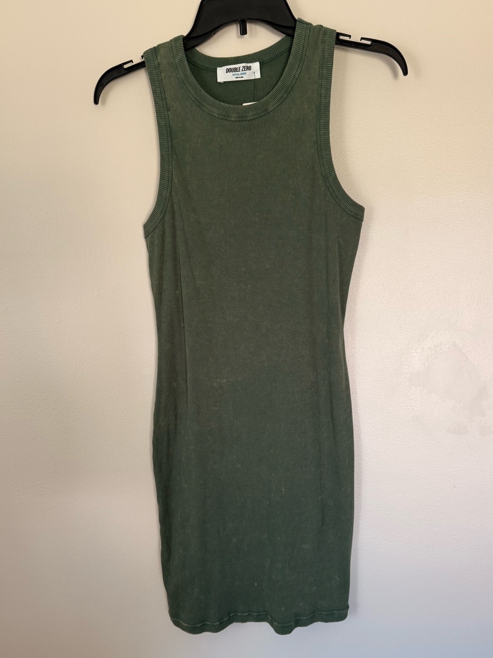 Double Zero Olive Ribbed Tank Mini Dress- Medium